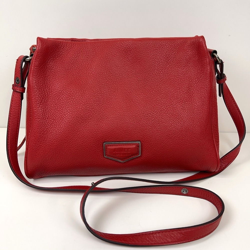 AIMEE KESTENBERG Leather Convertible Shoulder Satchel Red Crossbody Bag Dividers